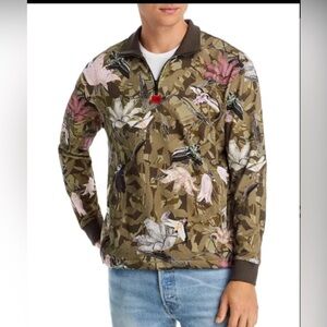 Hugo Boss Mens Dloral Floral Quarter Zip Pullover Jacker Size L